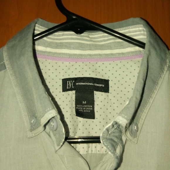 International Concepts Two Tone Gray Casual Button Down Shirt - Picture 5 of 14